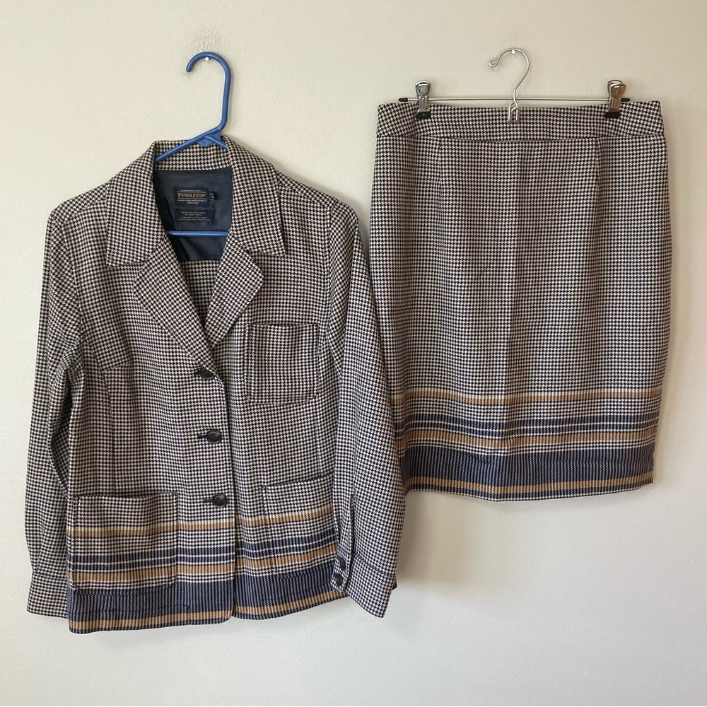 Classic Checkered Skirt with Striped Hem